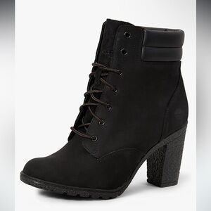Timberland Tillston Mid Lace Up Boot black nubuck leather heels lug lace up 7.5